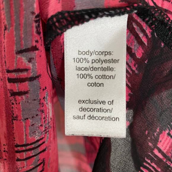 Maurices Large Sleeveless Sheer Tank Top Pink Black Abstract Boho Festival - Picture 4 of 7